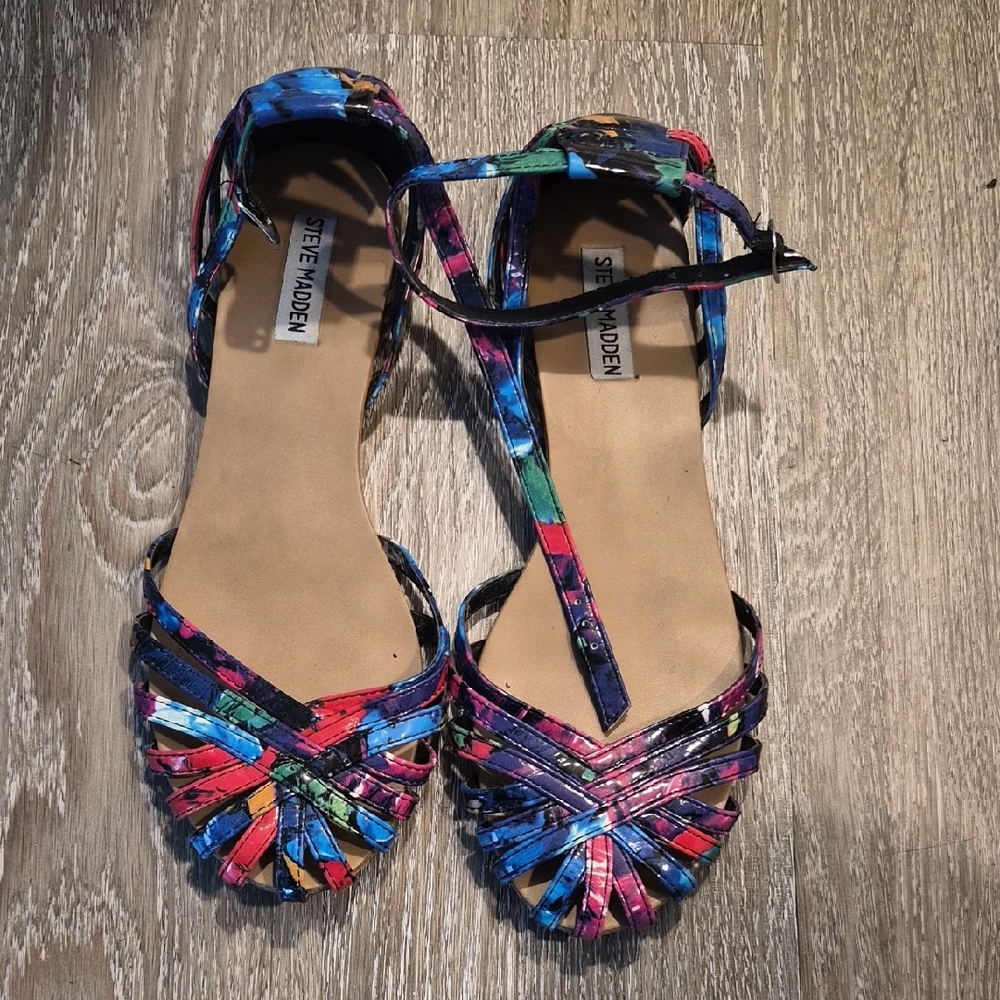 Steve Madden Multicolor Braided Ankle-Strap Sandals
